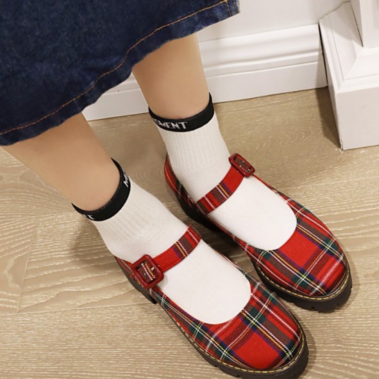 Lolita Mary Jane Platform Heels in Fabric with Round Toe