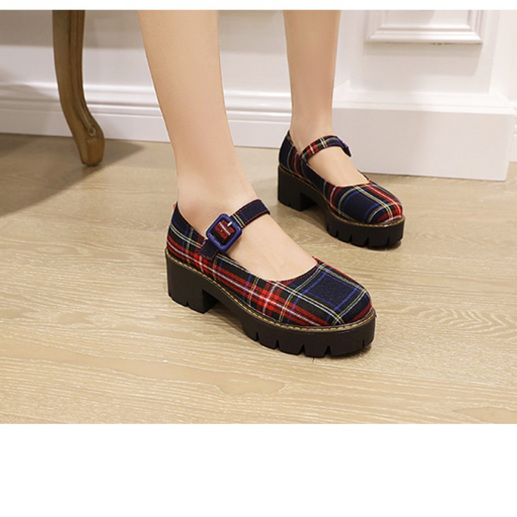 Lolita Mary Jane Platform Heels in Fabric with Round Toe - Image 4