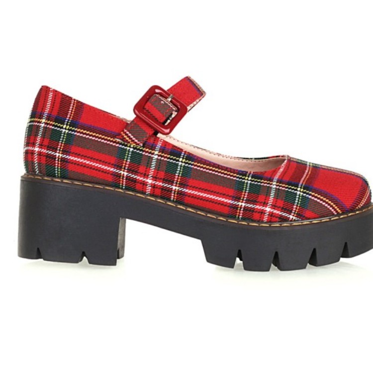 Lolita Mary Jane Platform Heels in Fabric with Round Toe - Image 5