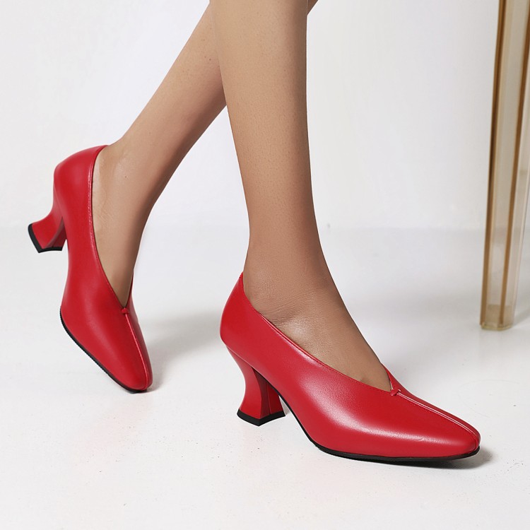 Lolita High Heel Slip-On Shoes with Square Toe and Wine Glass Heel