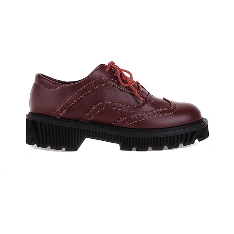 Women's Fashion Flat Shoes with Lace-Up Round Toe and Chunky Mid Heel - Image 5