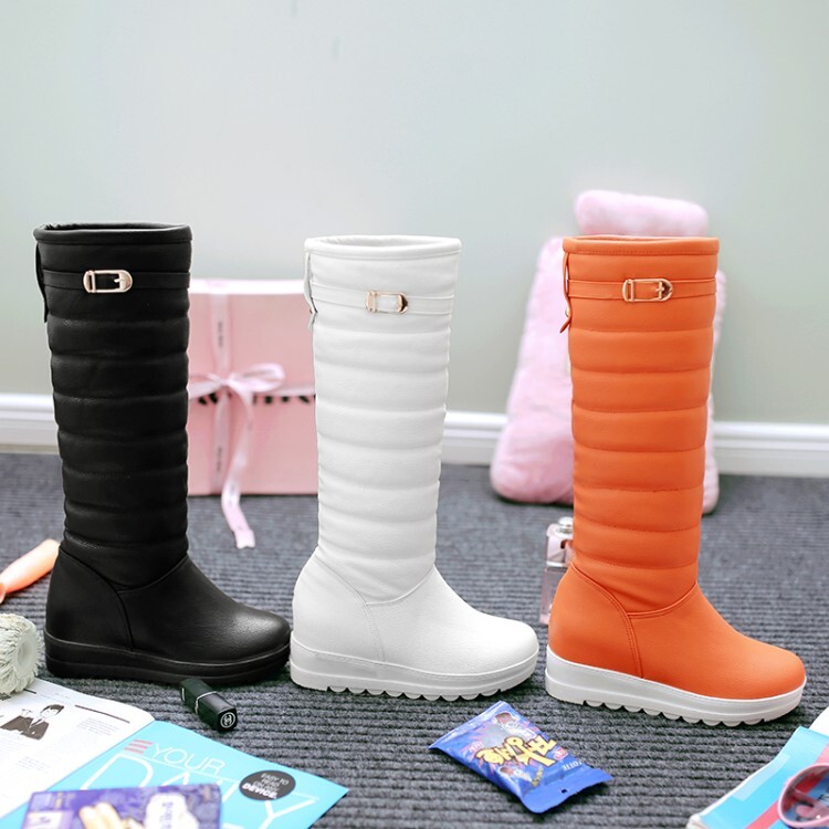 Women's High Shaft Fashion Boots with Low Hidden Heel and Round Toe