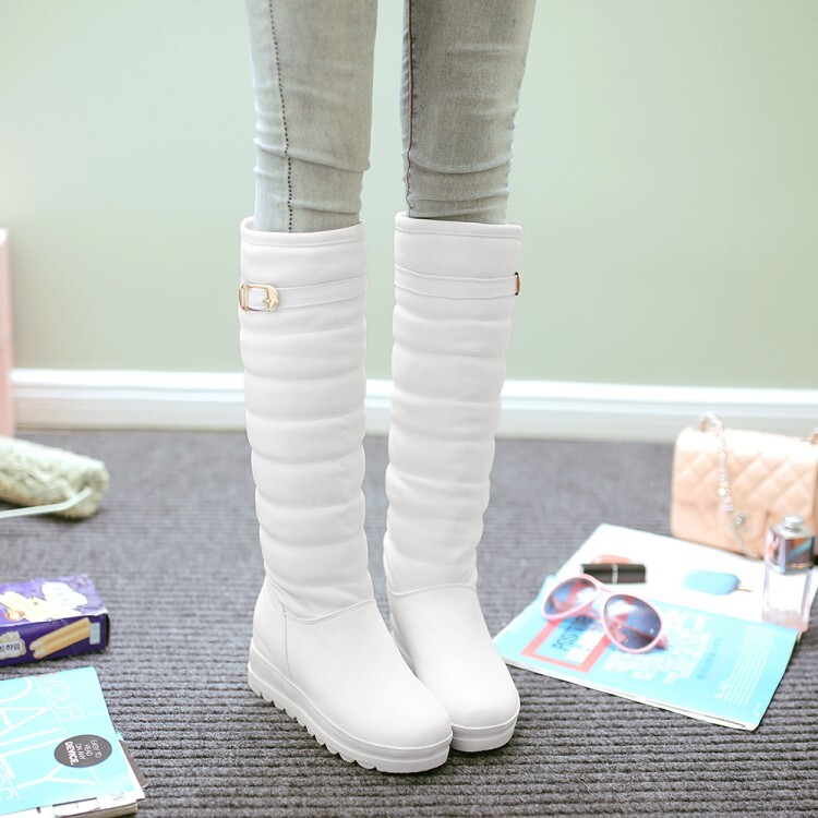 Women's High Shaft Fashion Boots with Low Hidden Heel and Round Toe - Image 2