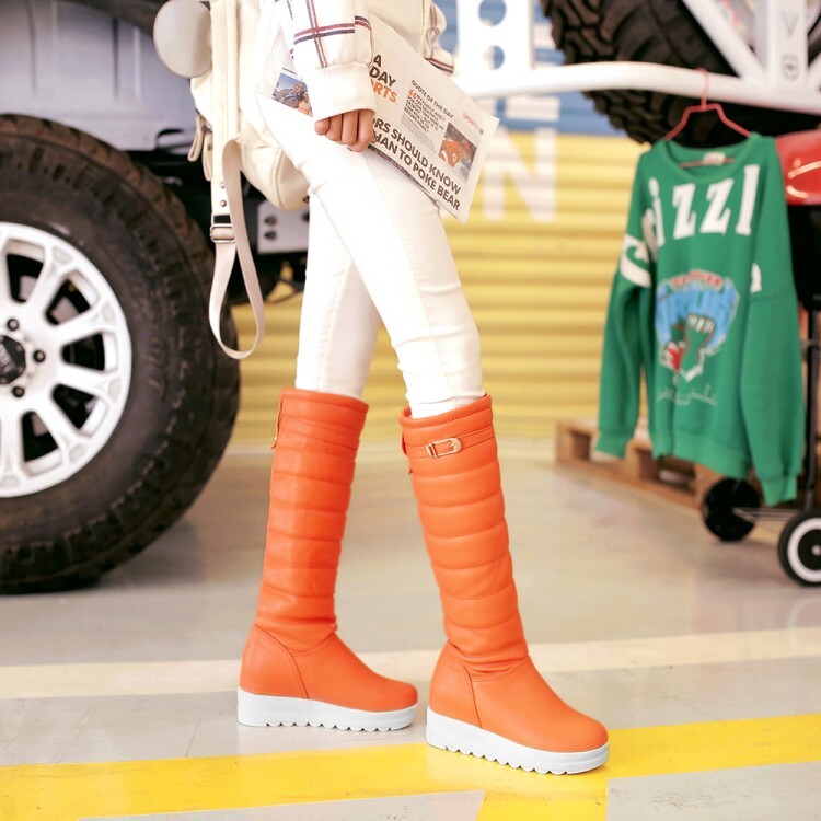Women's High Shaft Fashion Boots with Low Hidden Heel and Round Toe - Image 3
