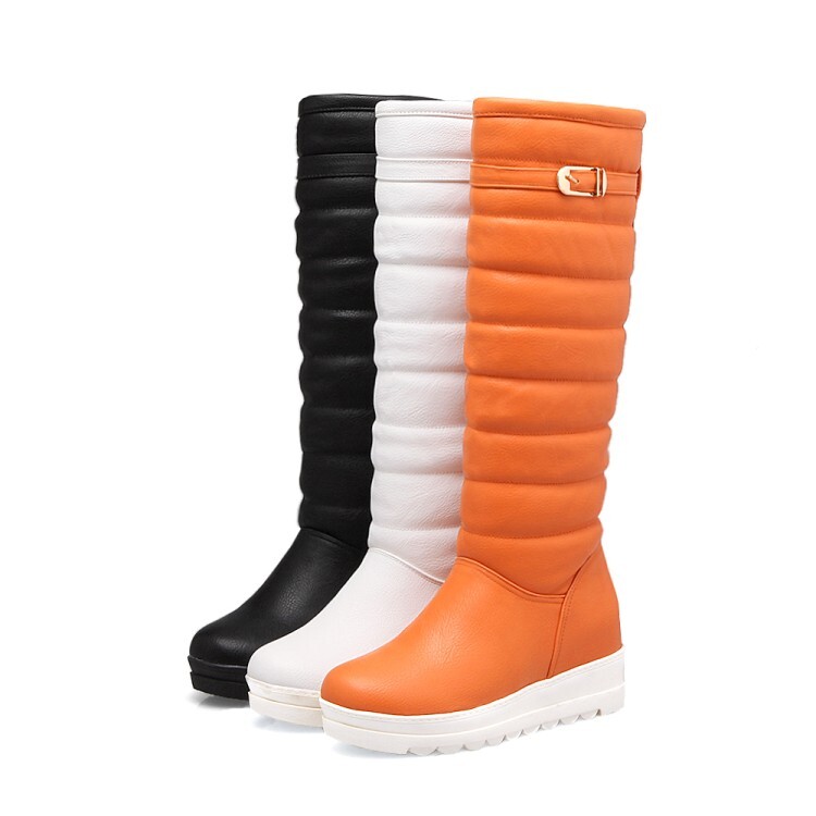 Women's High Shaft Fashion Boots with Low Hidden Heel and Round Toe - Image 5