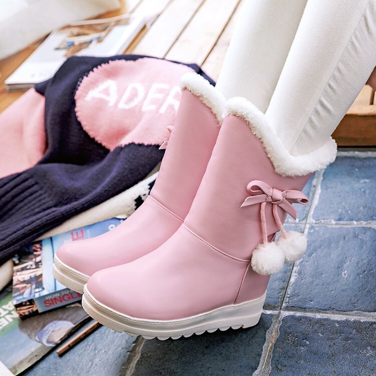 Women's Fashion Mid-Calf Boots PU Round Toe Winter - Style g.html
