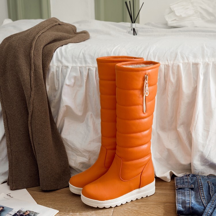 Women's High Shaft Fashion Boots with Faux Fur Lining and Hidden Wedge Heel - Image 4