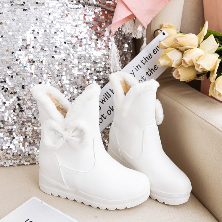 Women's PU Flat Round Toe Short Fashion Boots - Style m.html