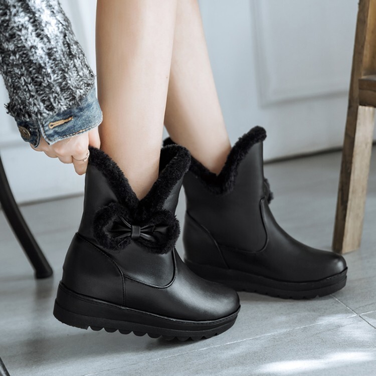 Women's PU Flat Round Toe Short Fashion Boots - Style m.html - Image 3