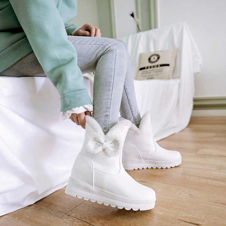 Women's PU Flat Round Toe Short Fashion Boots - Style m.html - Image 4