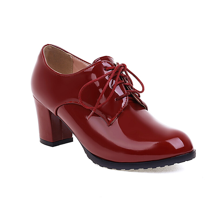 Women's High Heel Chunky Round Toe PU Pumps - Image 5