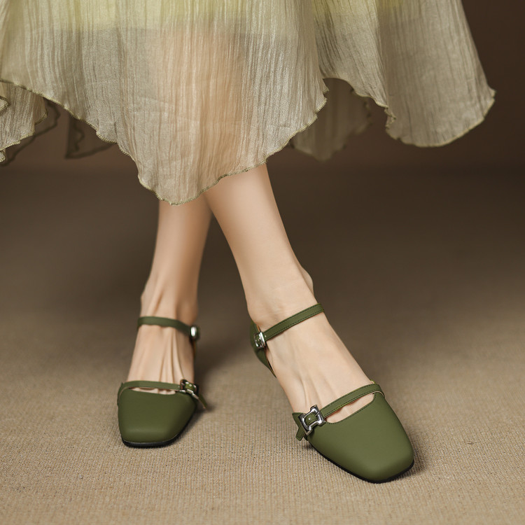 Closed Toe Mid Heel Chunky Sandals for Women 2025 Summer - Image 3