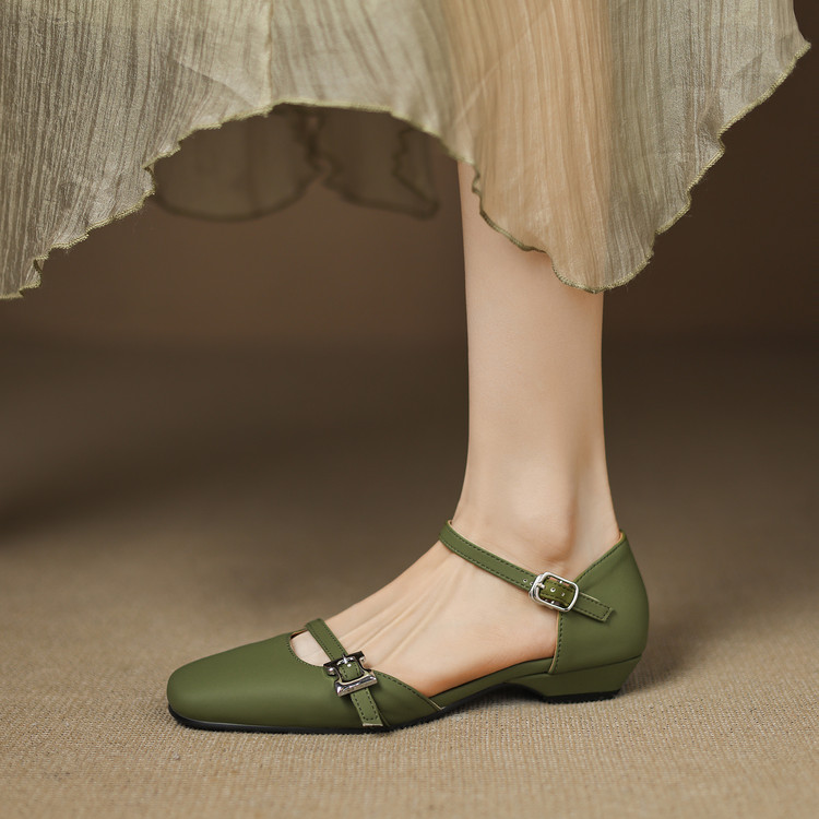 Closed Toe Mid Heel Chunky Sandals for Women 2025 Summer - Image 4