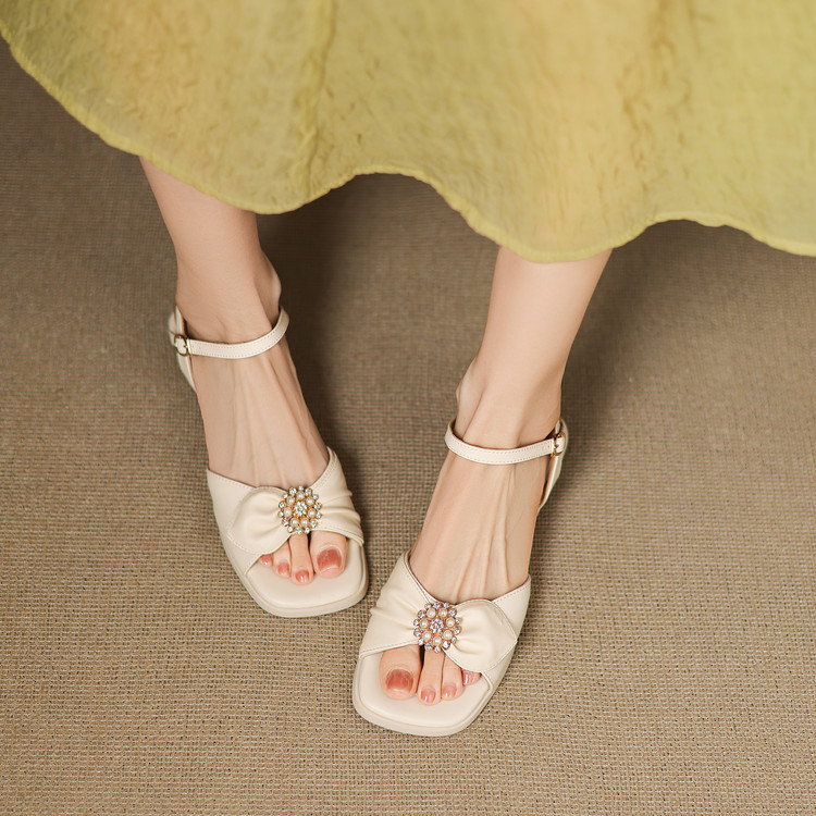 Women's Open Toe Low Chunky Heel Sandals Summer 2025 - Style q.html - Image 3