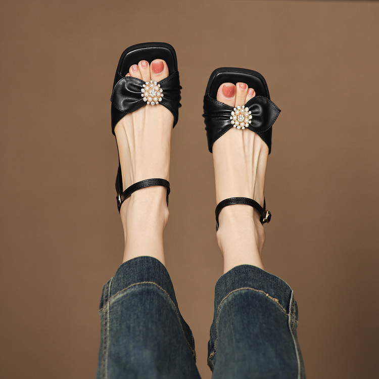 Women's Open Toe Low Chunky Heel Sandals Summer 2025 - Style q.html - Image 4