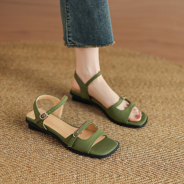 Women's Open Toe Low Chunky Heel Sandals Summer 2025 - Style o.html - Image 2