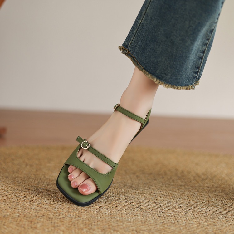 Women's Open Toe Low Chunky Heel Sandals Summer 2025 - Style o.html - Image 4